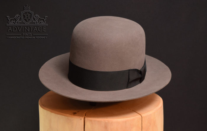 open crown fedora hut hat mouse-grey