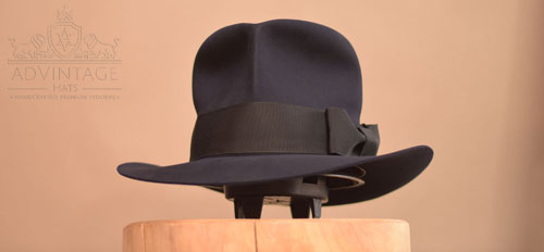 custom fedora hat in midnight blue